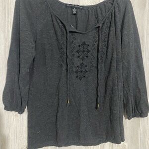 Charcoal Gray Embroidered Women's Top